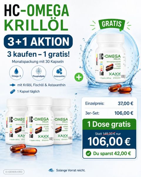 HC-OMEGA Krillölkapseln 3+1 Aktion
